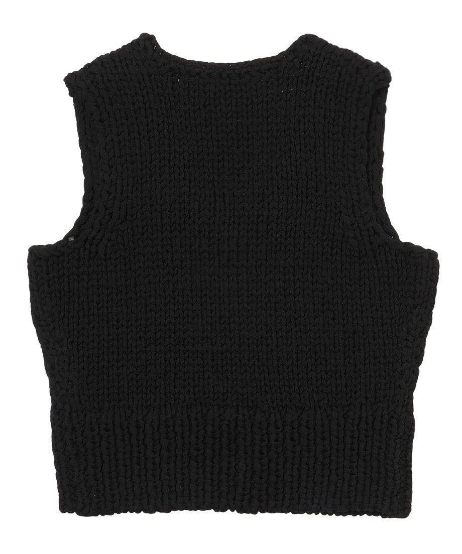 cord yarn V-neck KNIT vest_10
