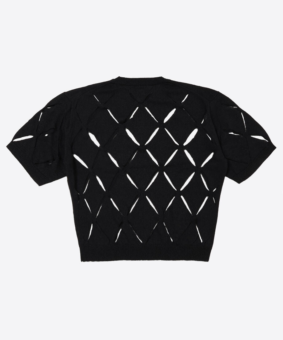 pattern slit knit T-shirt_7