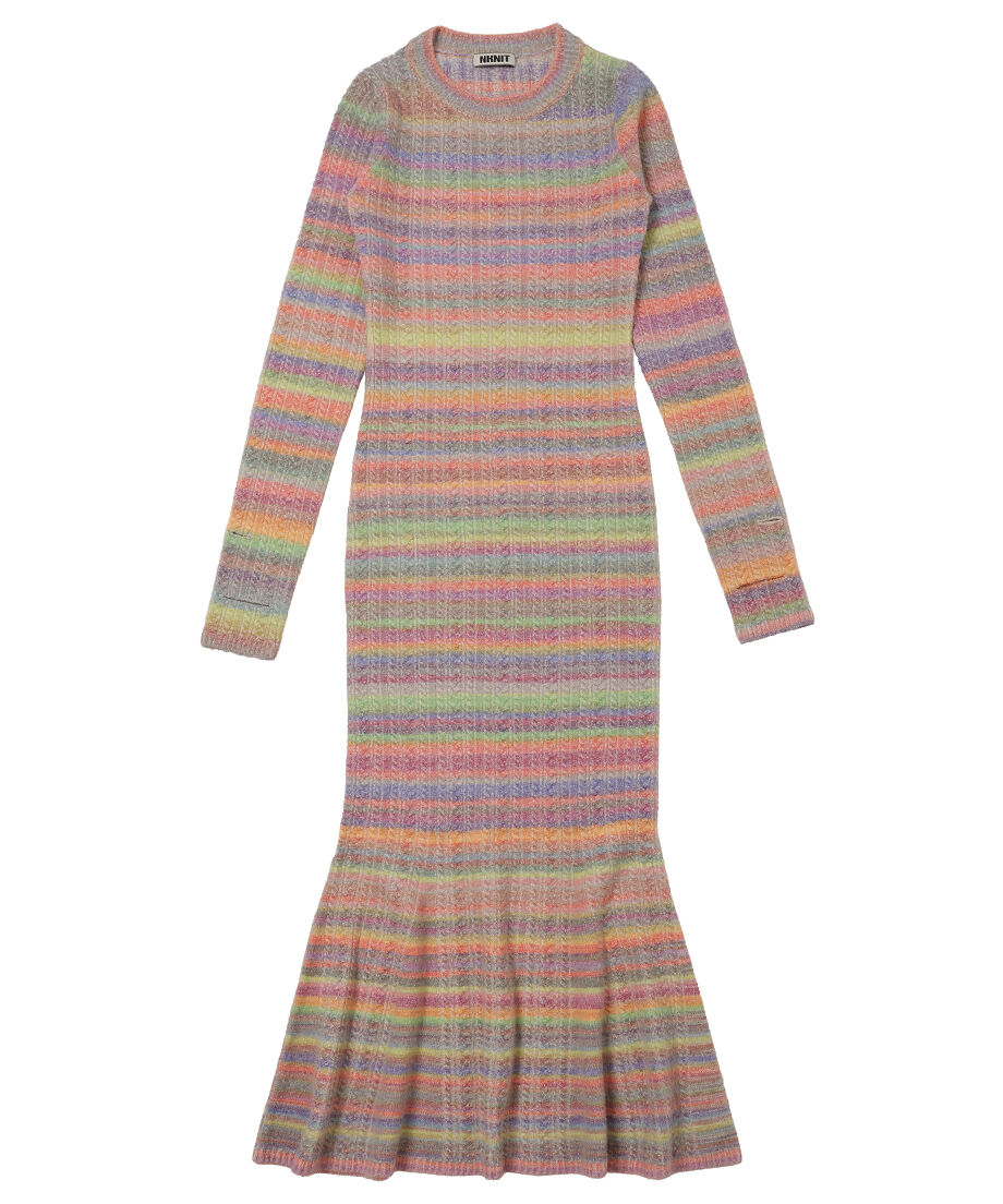 mix color tight long KNIT dress_4