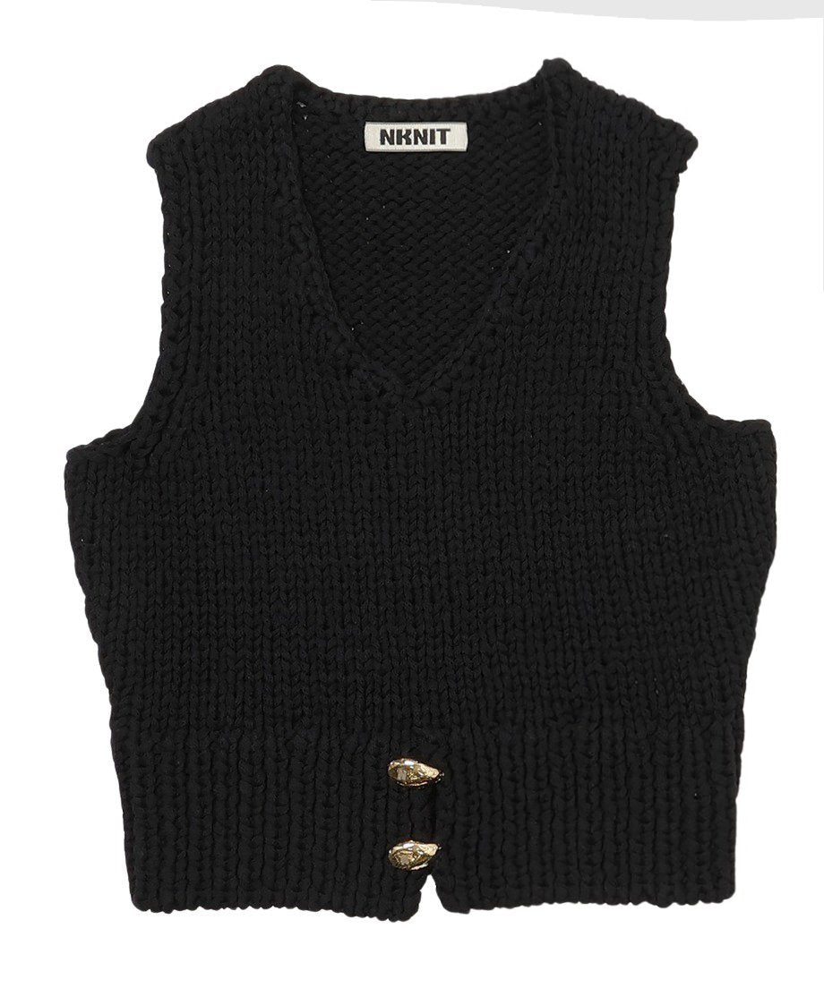 cord yarn V-neck KNIT vest_2