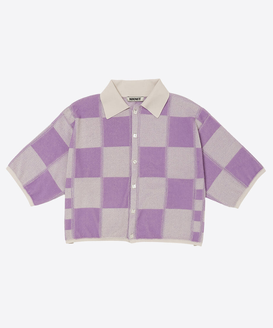 short check pattern knit shirt_4