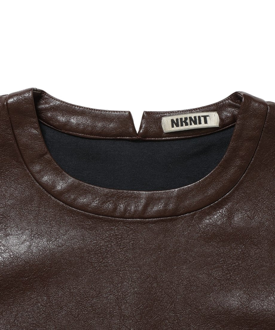 vegan leather short T-shirt_8
