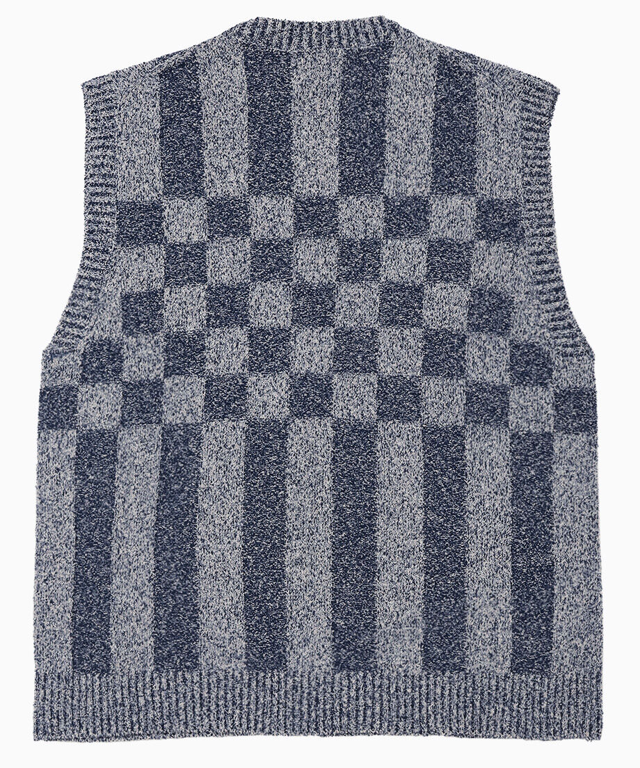 check stripe knit vest_13