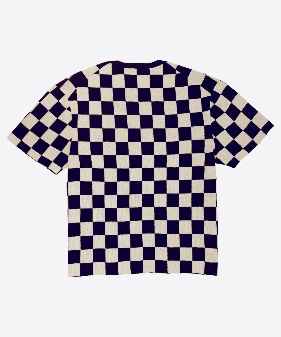 paper mix pattern knit T-shirt check_8