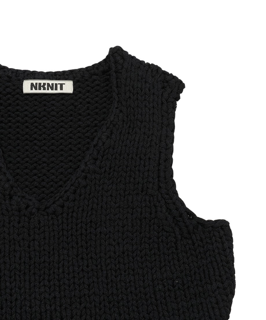 cord yarn V-neck KNIT vest_8