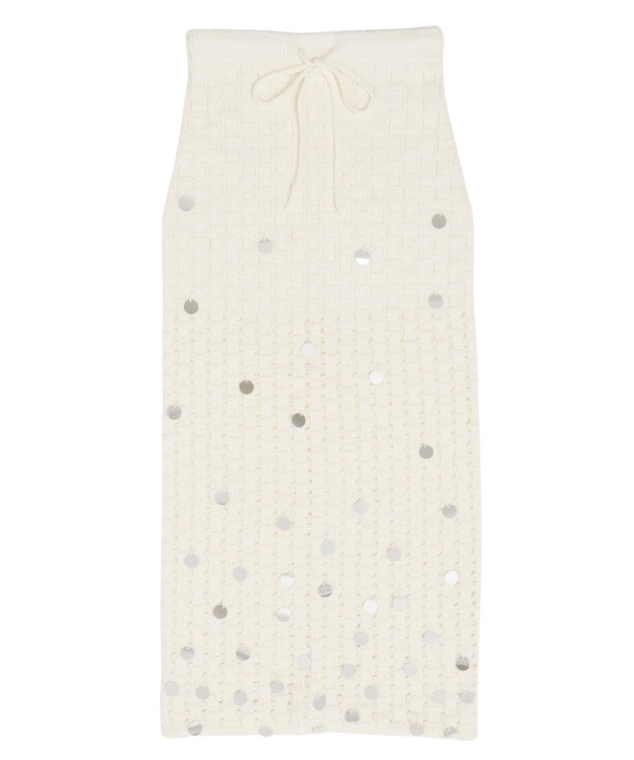 sequins bouclé KNIT long skirt_1