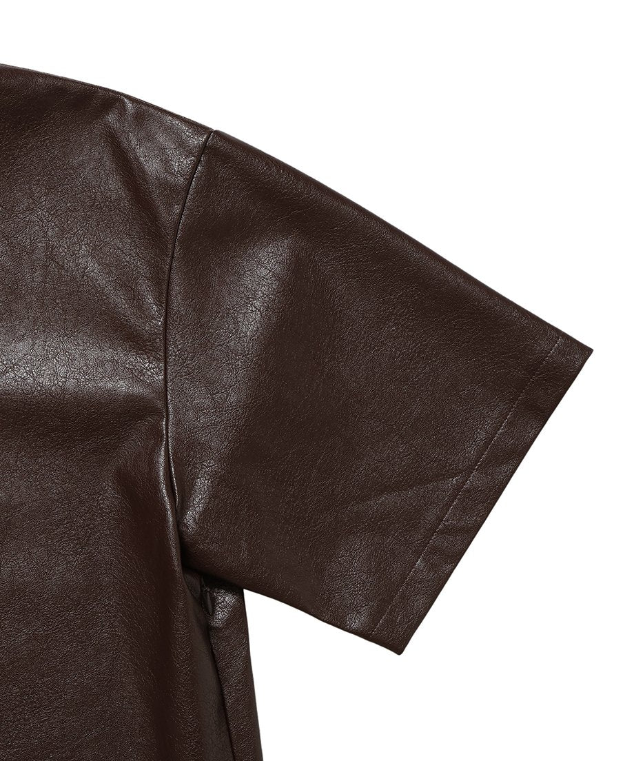 vegan leather short T-shirt_9