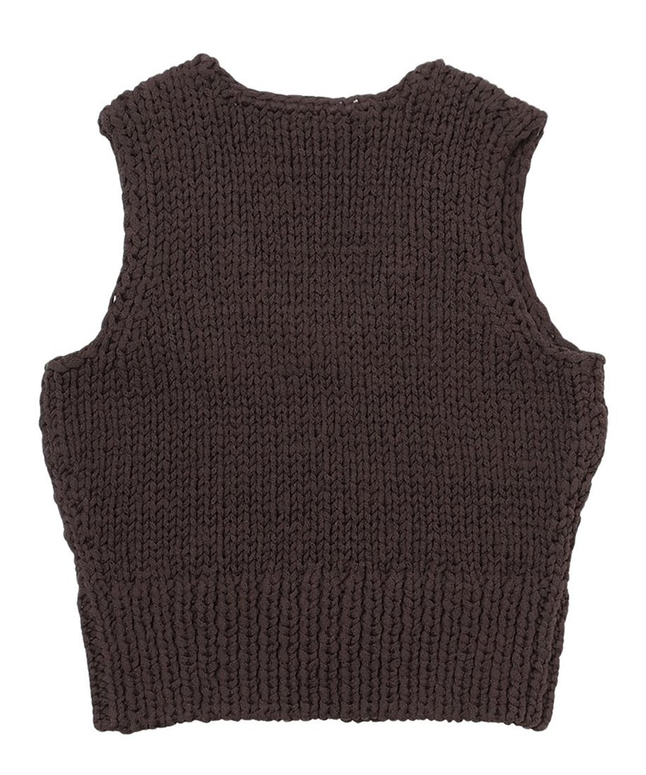 cord yarn V-neck KNIT vest_13