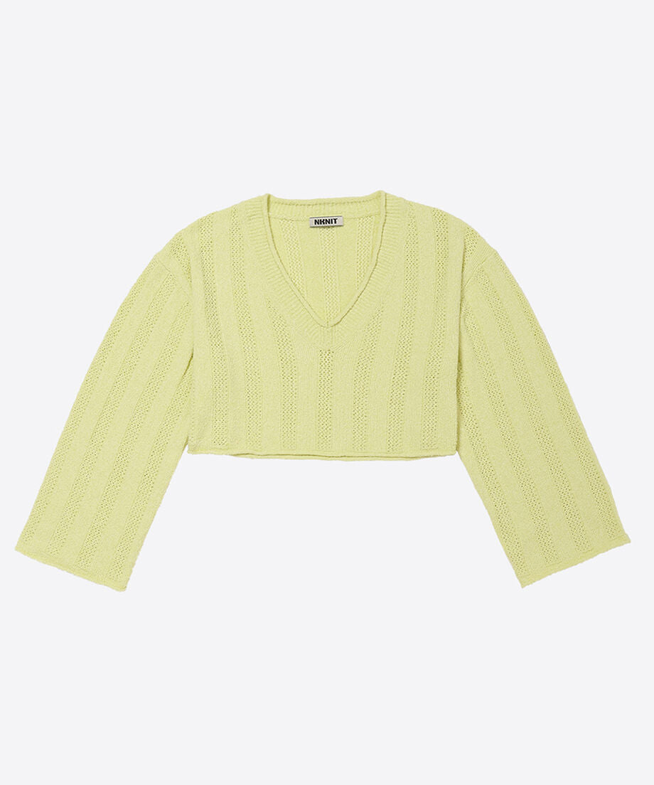 mesh rib v-neck knit_4