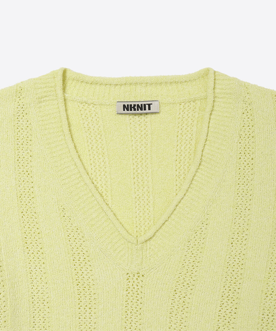 mesh rib v-neck knit_8