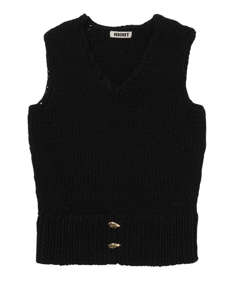 cord yarn V-neck KNIT vest_3