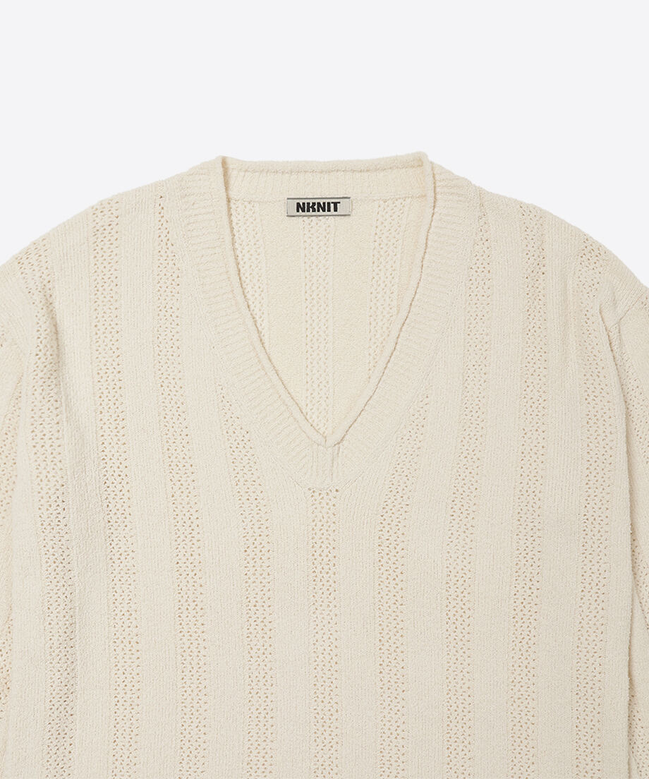 mesh rib v-neck knit_5