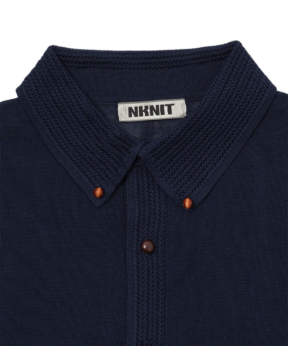 sheer wood button KNIT shirt_11