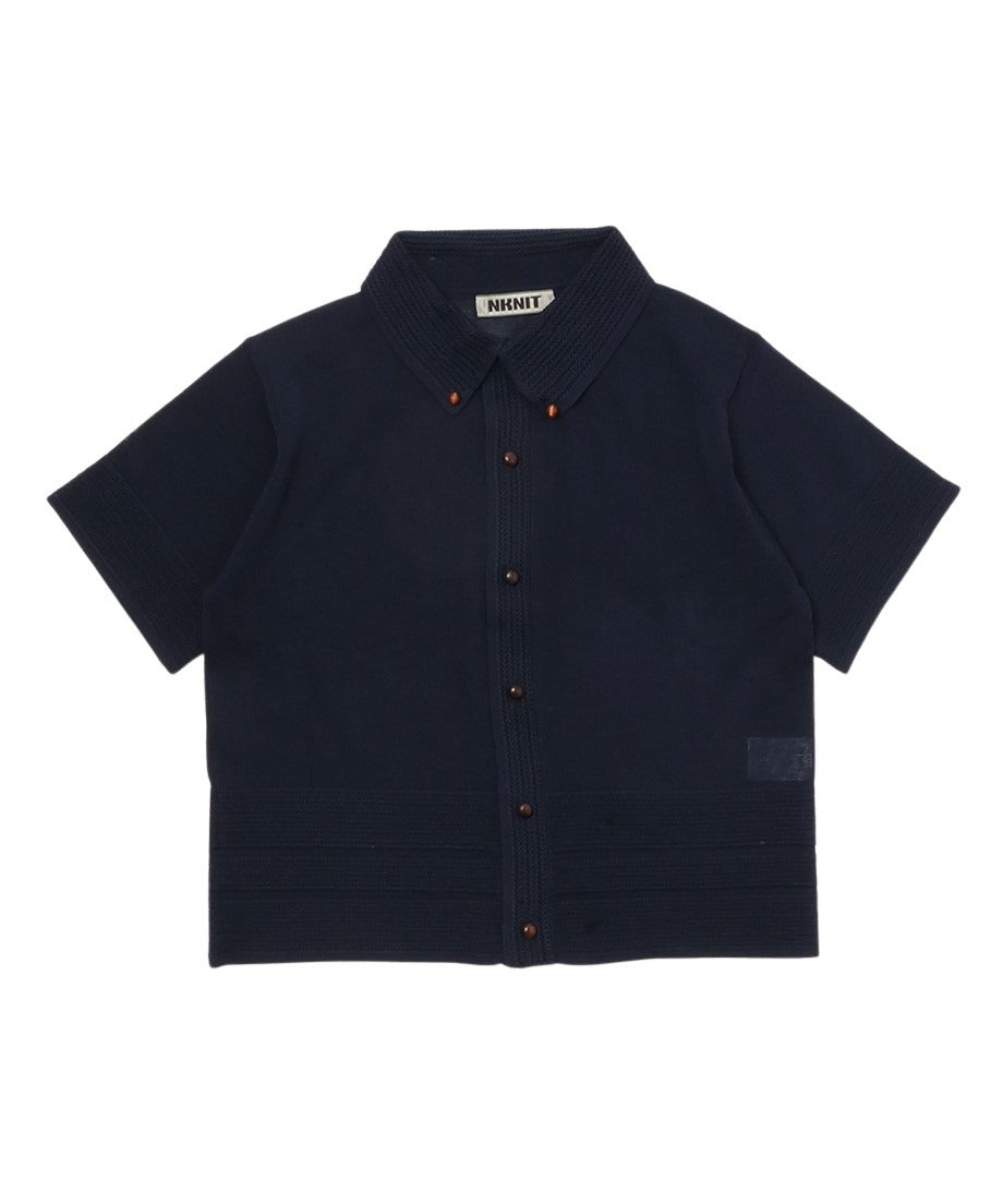 sheer wood button KNIT shirt_4