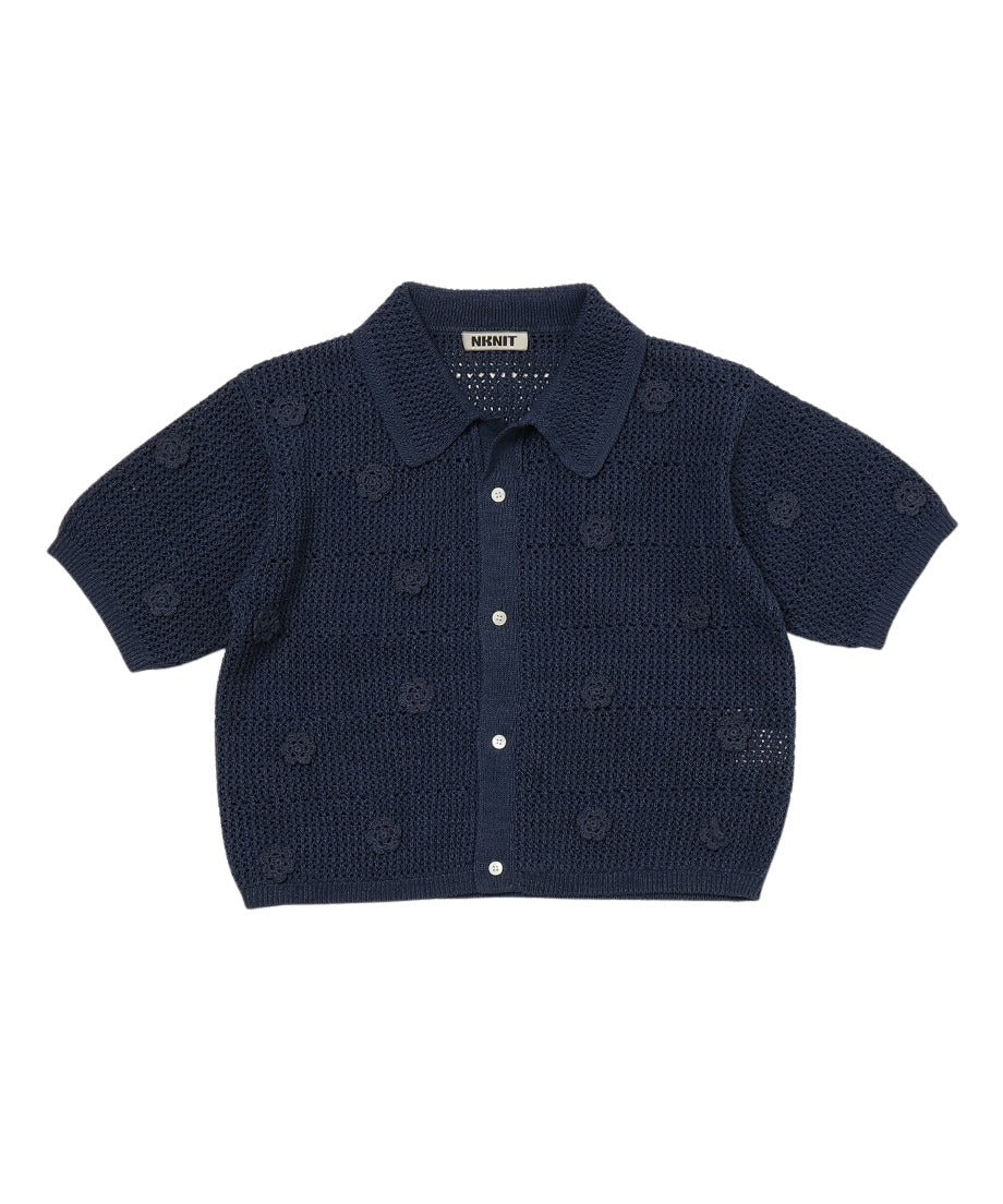 flower motif KNIT shirt_8