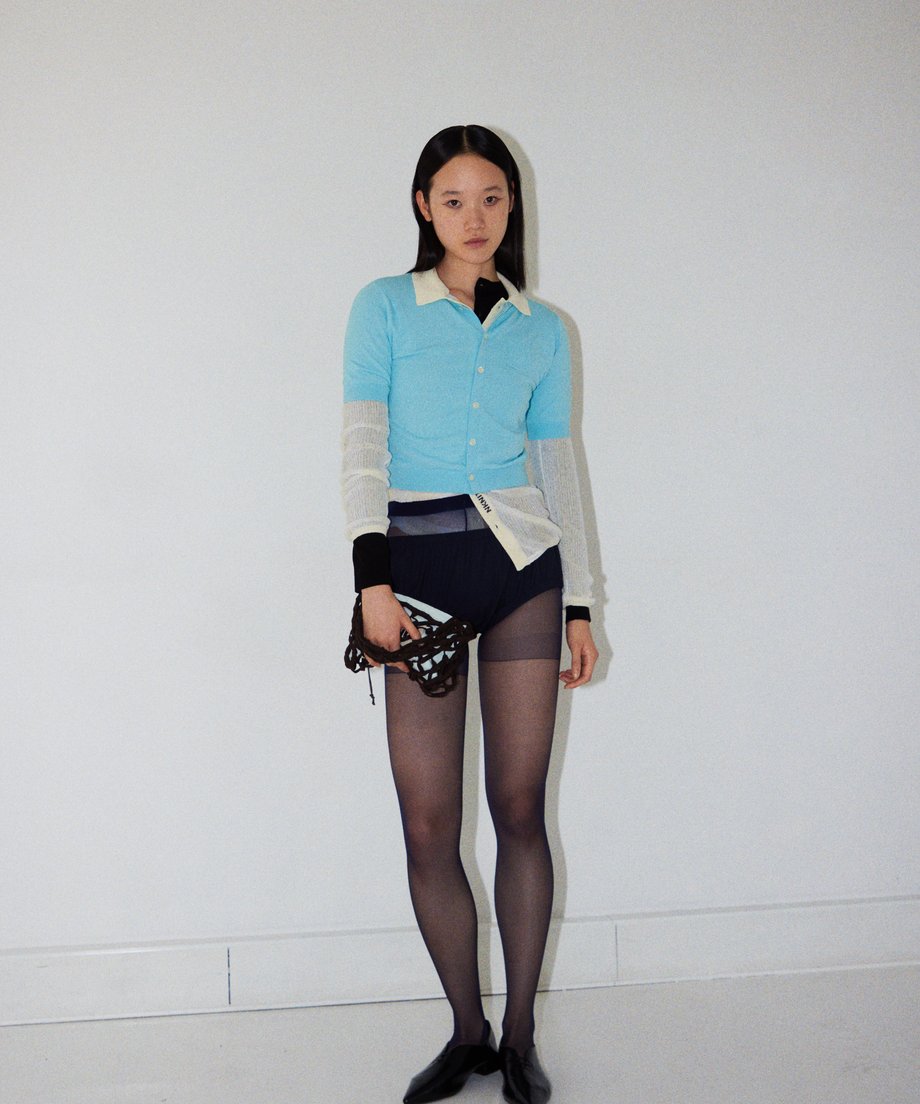 silk cotton crew neck KNIT T-shirt_1