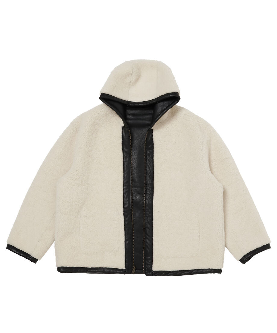 vegan mouton hooded zip jacket_9