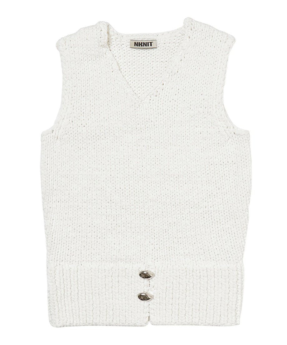 cord yarn V-neck KNIT vest_7