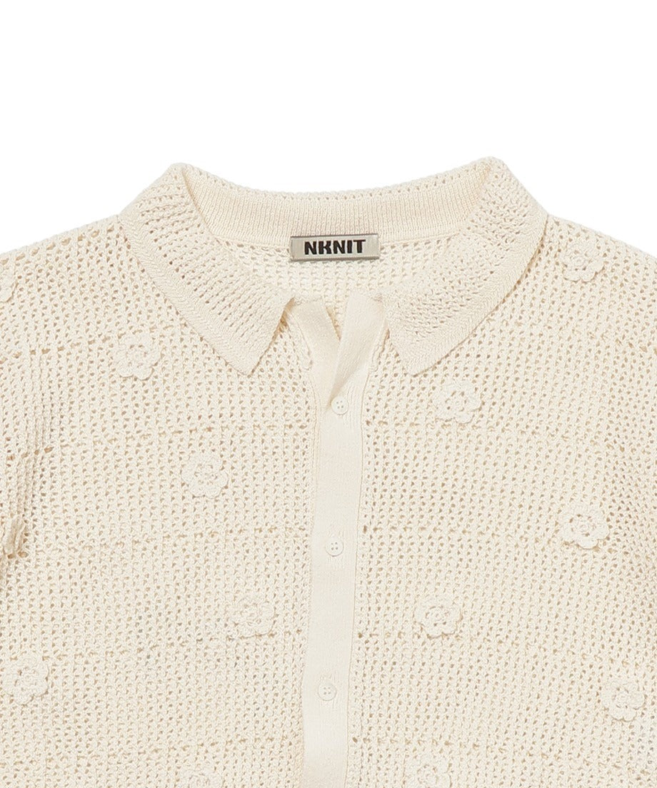 flower motif KNIT shirt_10