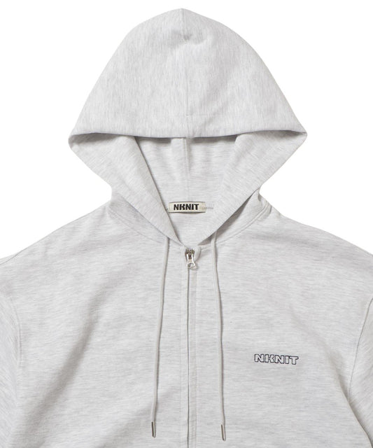 NKNIT logo embroidery ZIP hoodie L.GRAY_2
