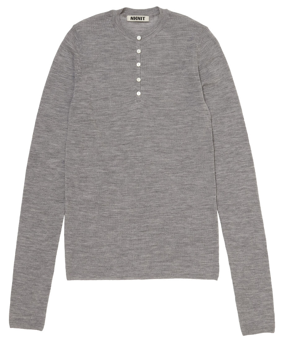 sheer wool henley neck KNIT_6