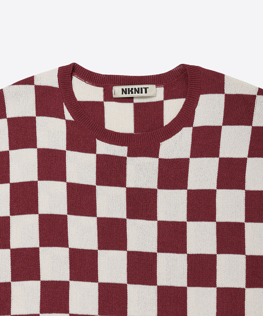 paper mix pattern knit T-shirt check_4