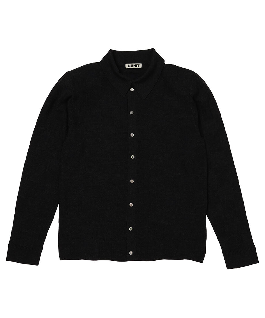 checker pattern shoulder pad KNIT shirt_4