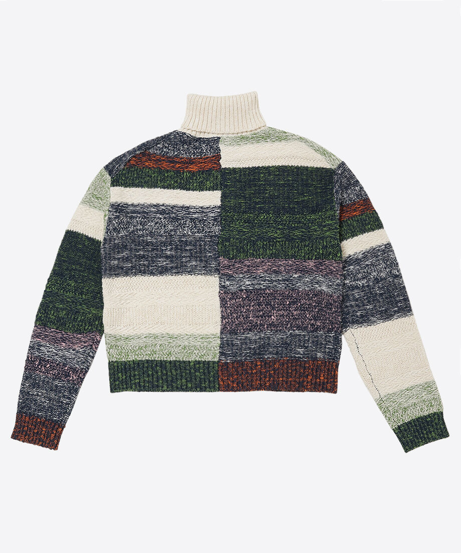 mix color high neck zip knit_9