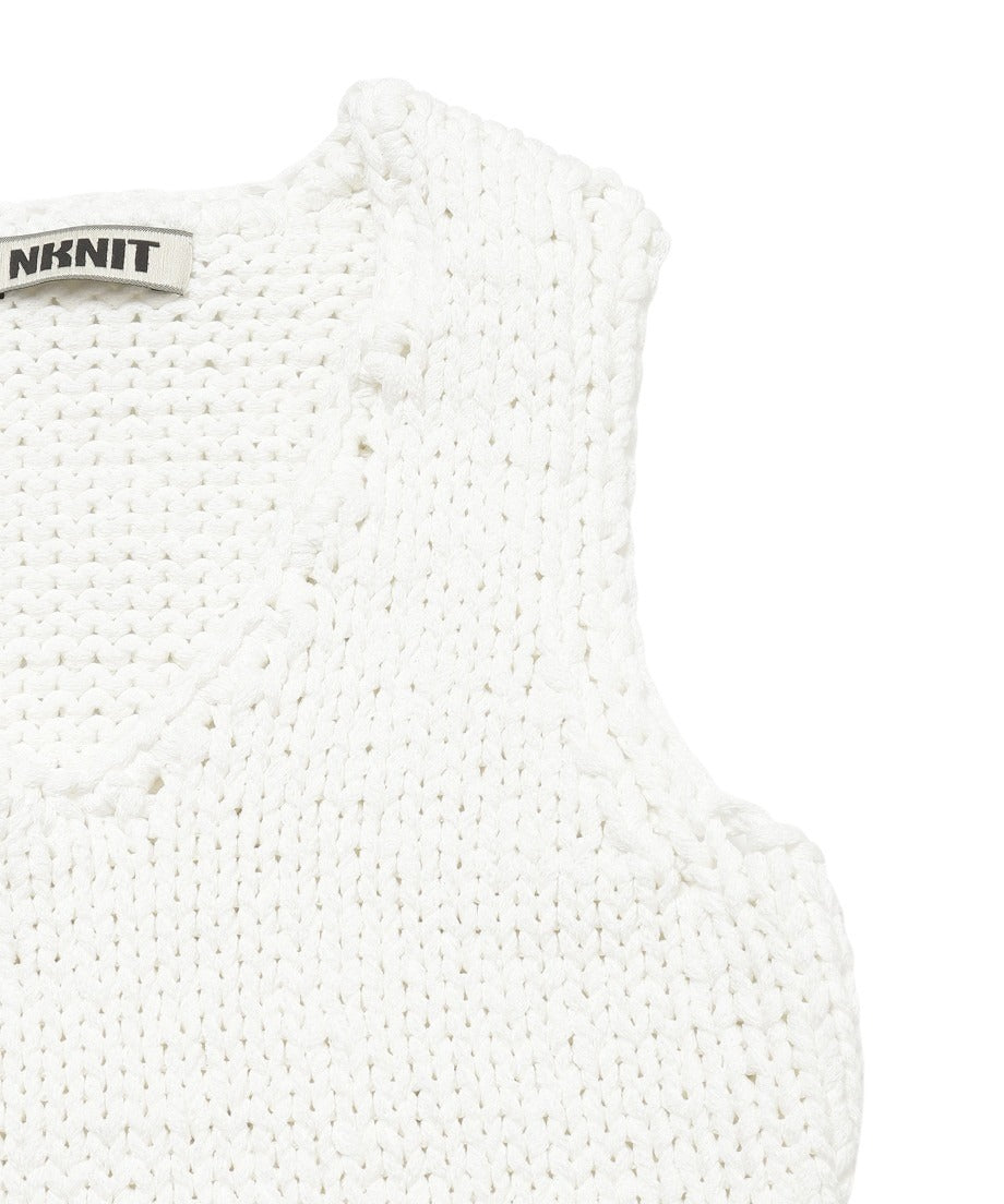 cord yarn V-neck KNIT vest_14