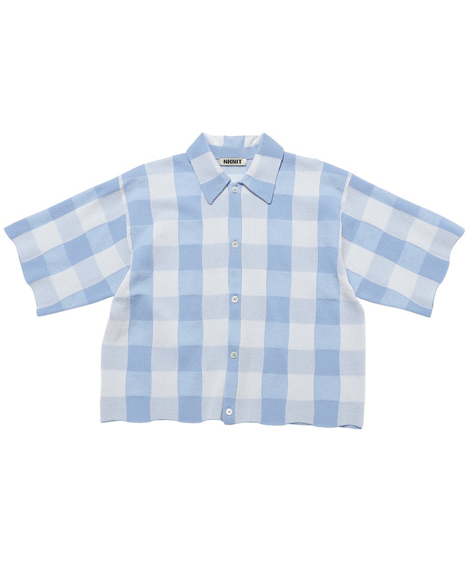 checker pattern KNIT shirt_5