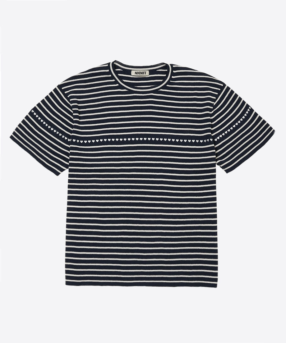 paper mix pattern knit T-shirt♡_3