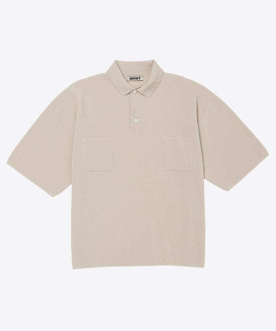 high gauge cotton mix knit polo shirt_4