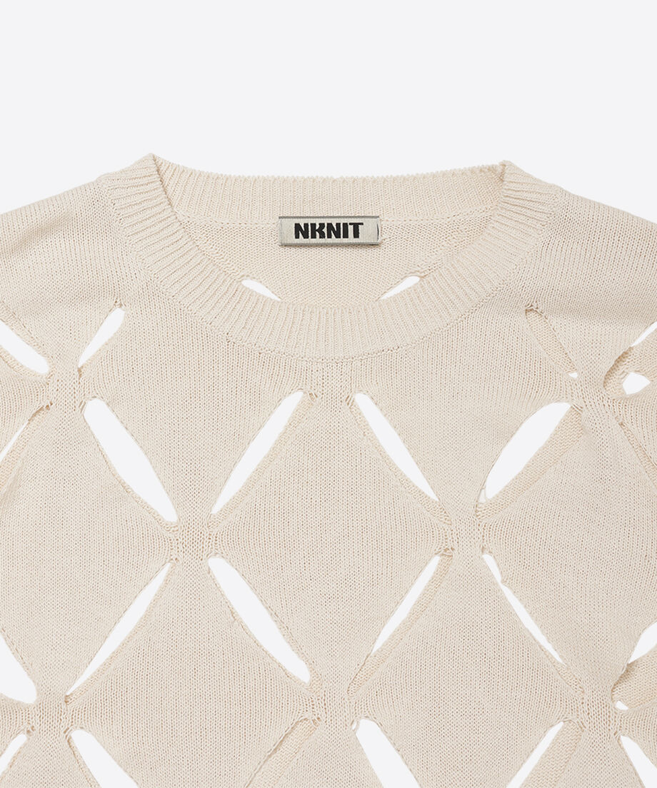 pattern slit knit T-shirt_8