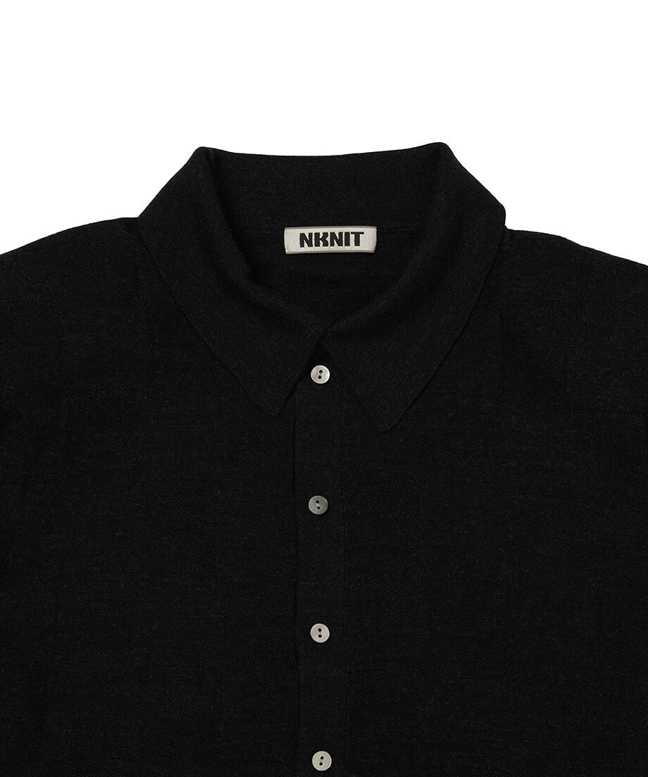 checker pattern shoulder pad KNIT shirt_13
