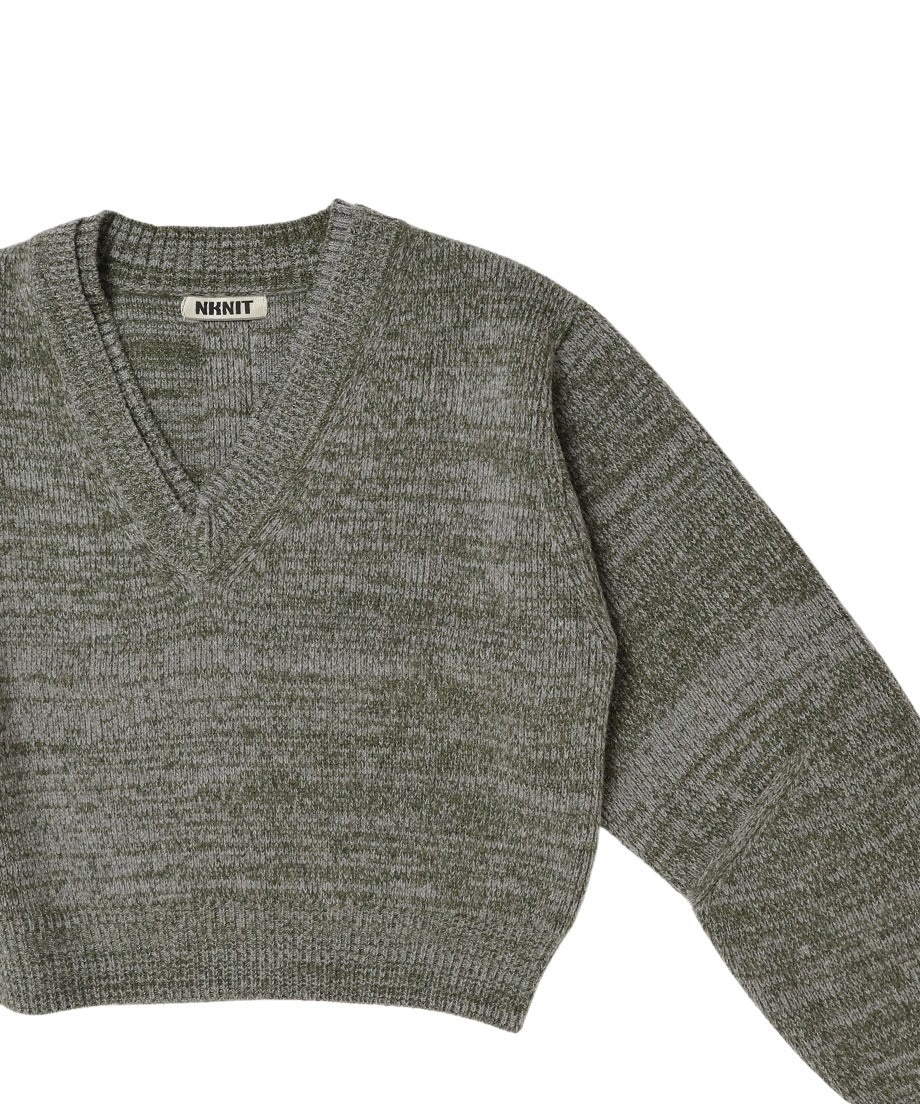 V-neck mix color KNIT_11