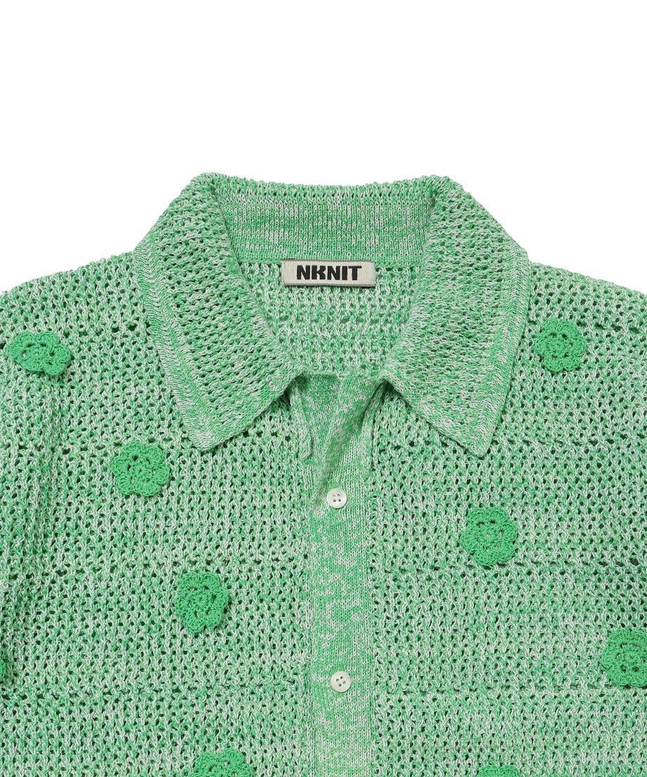 flower motif KNIT shirt_17