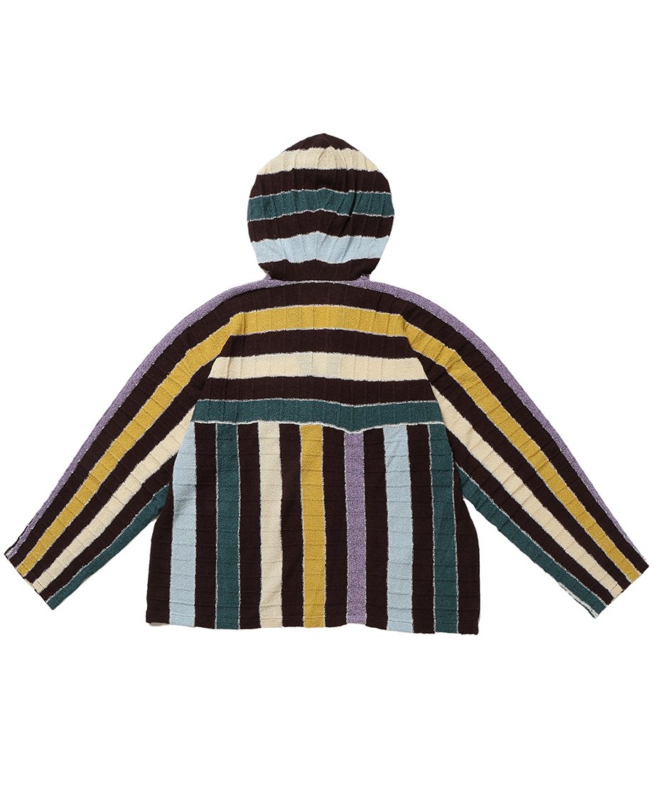 stripe KNIT towel hoodie_10