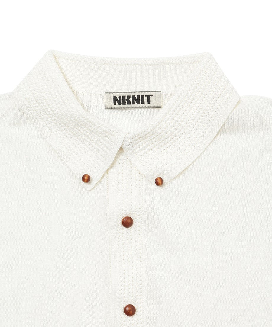 sheer wood button KNIT shirt_8