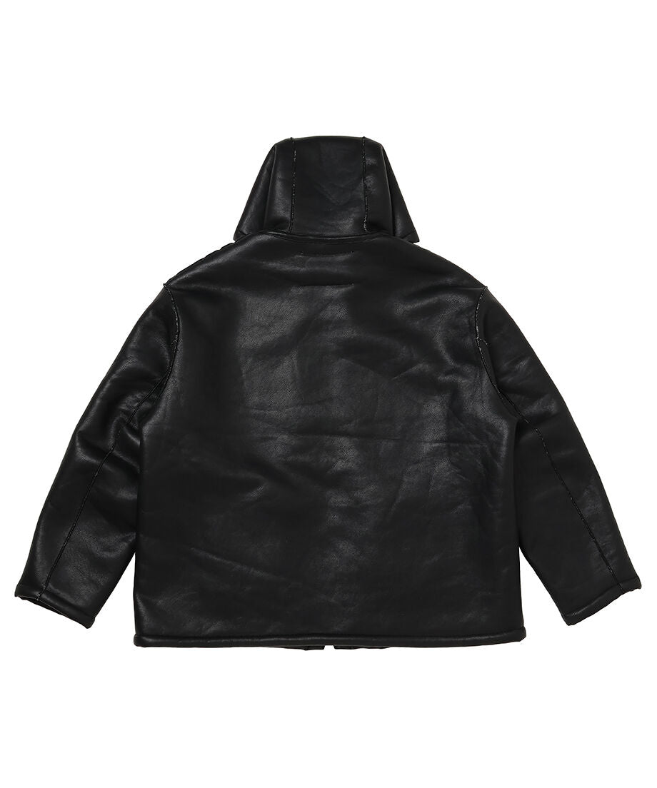 vegan mouton hooded zip jacket_6
