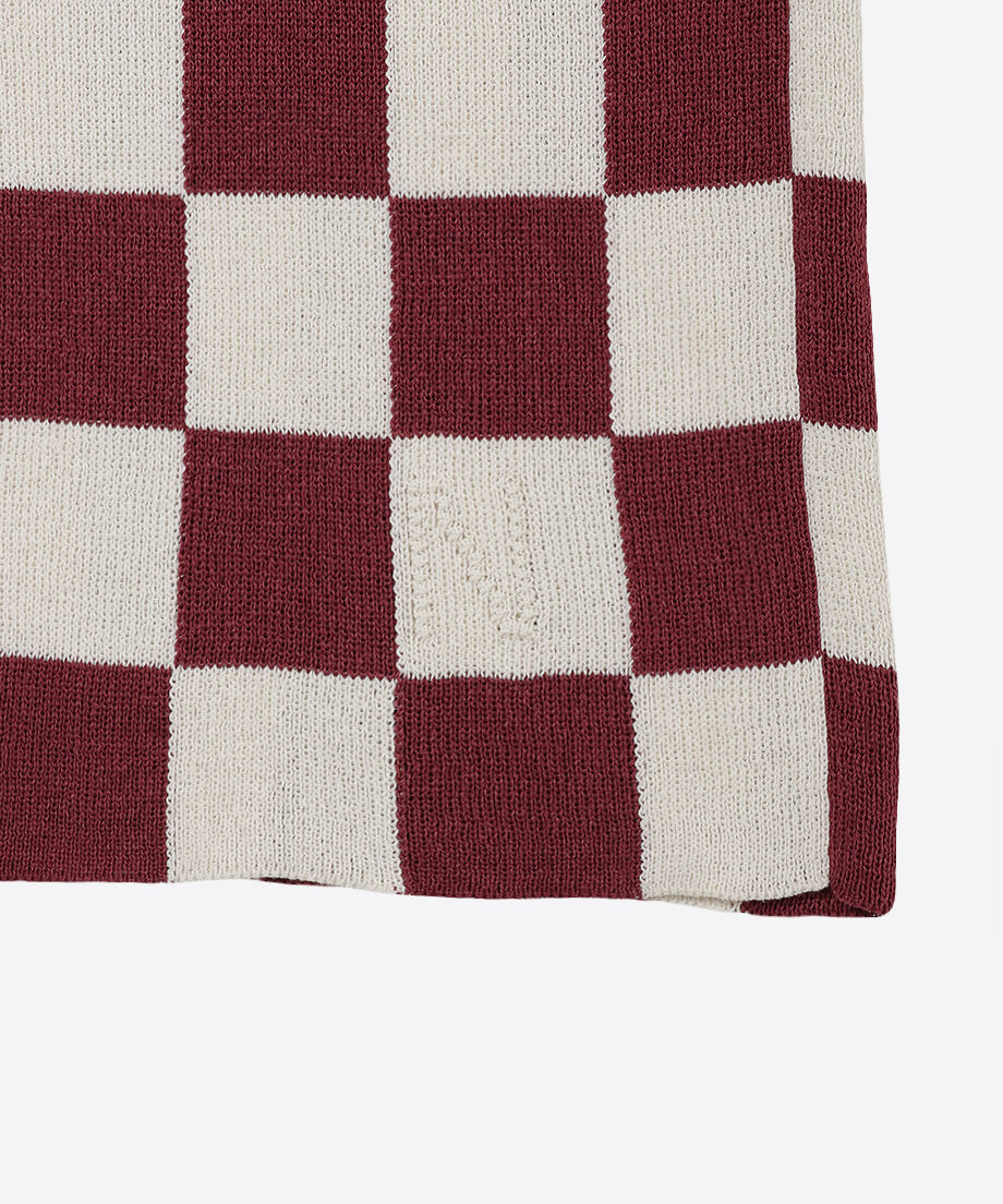 paper mix pattern knit T-shirt check_5