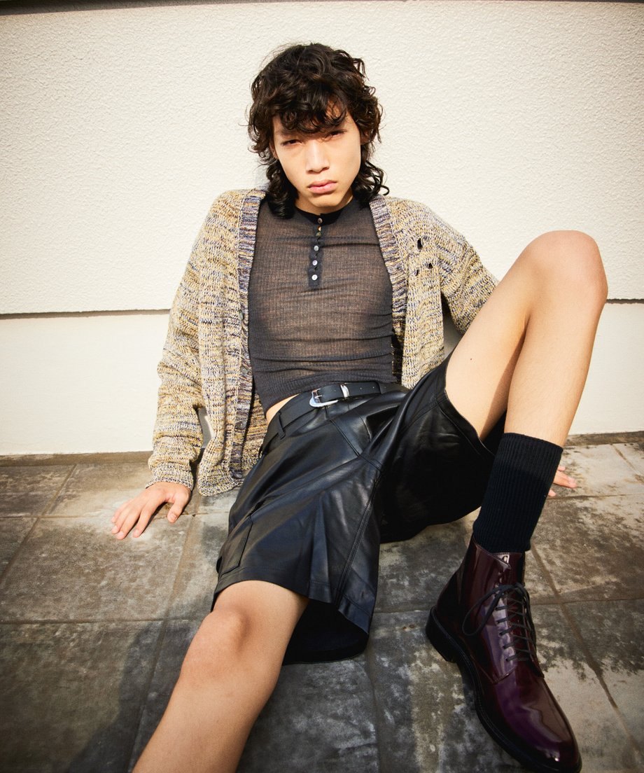 damaged mix color KNIT cardigan_1