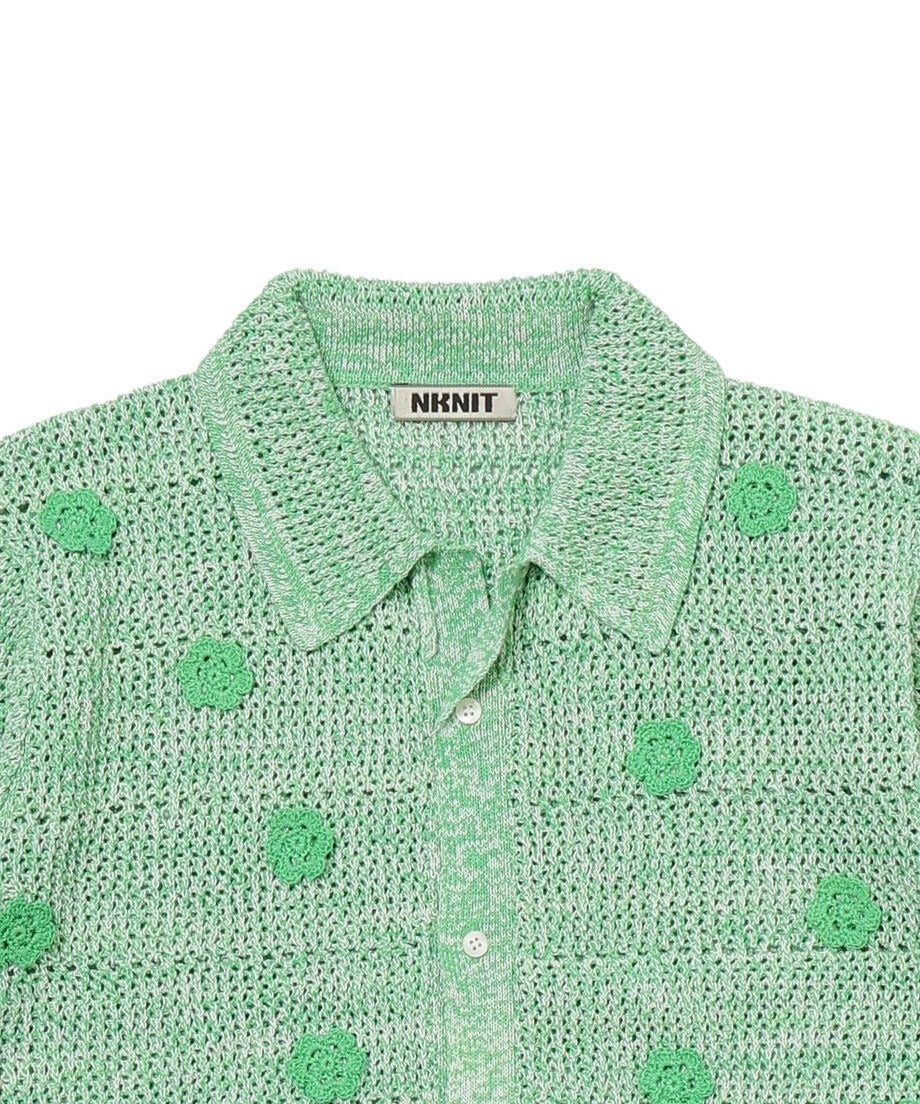 flower motif KNIT shirt_16