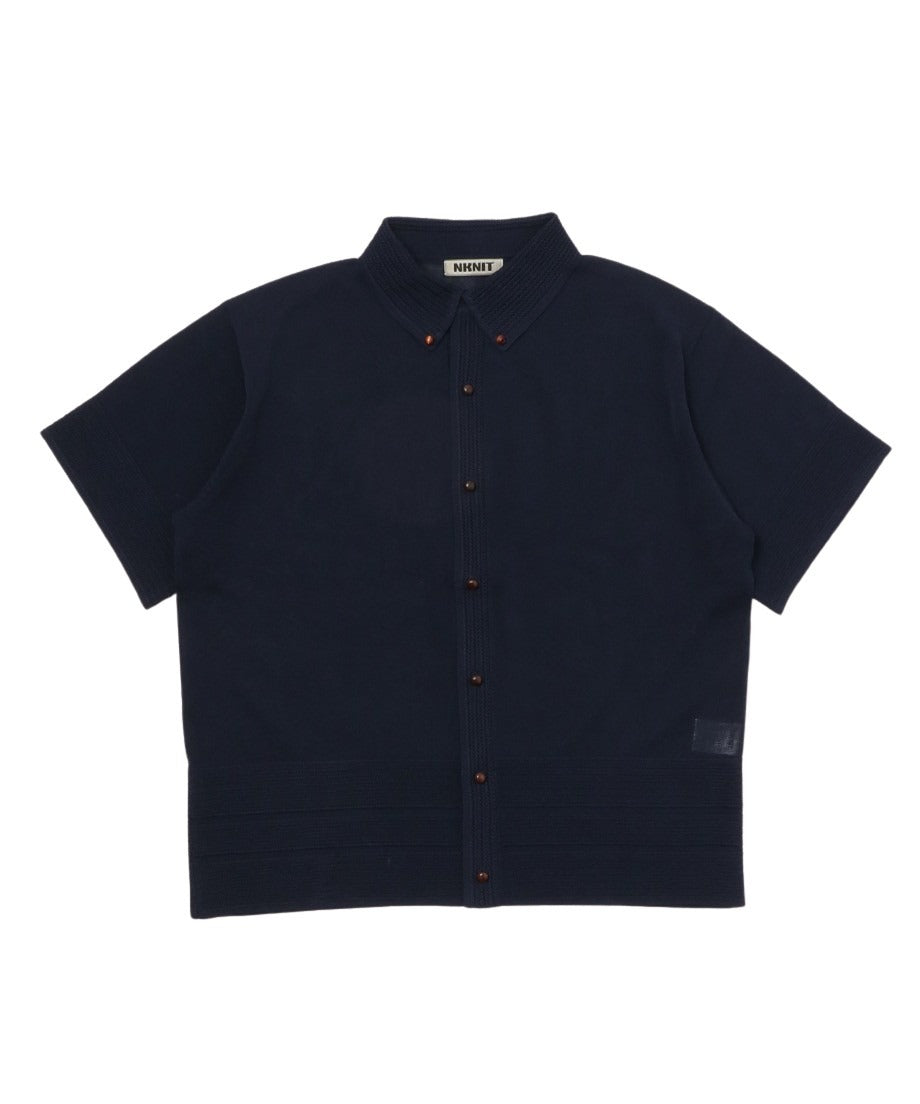 sheer wood button KNIT shirt_5