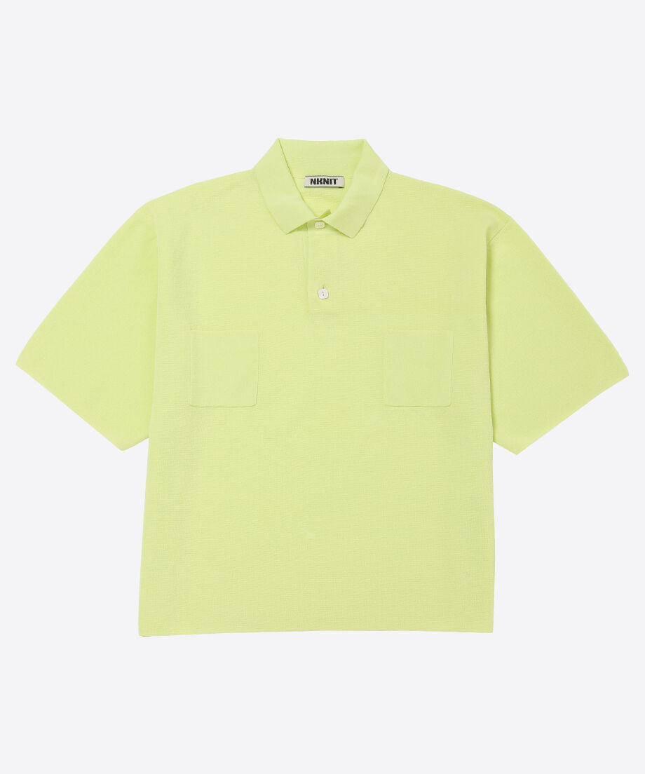 high gauge cotton mix knit polo shirt_3