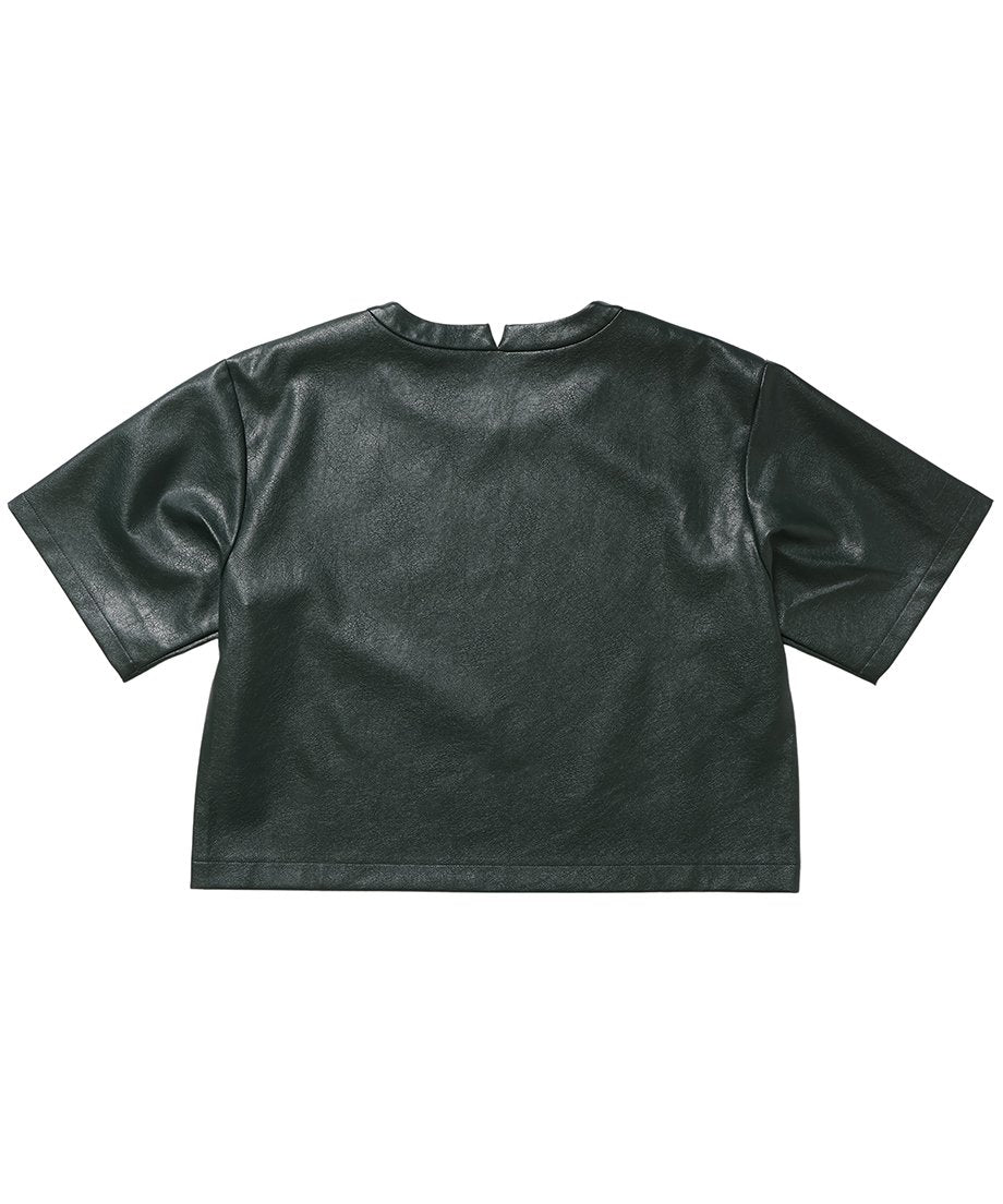 vegan leather short T-shirt_6