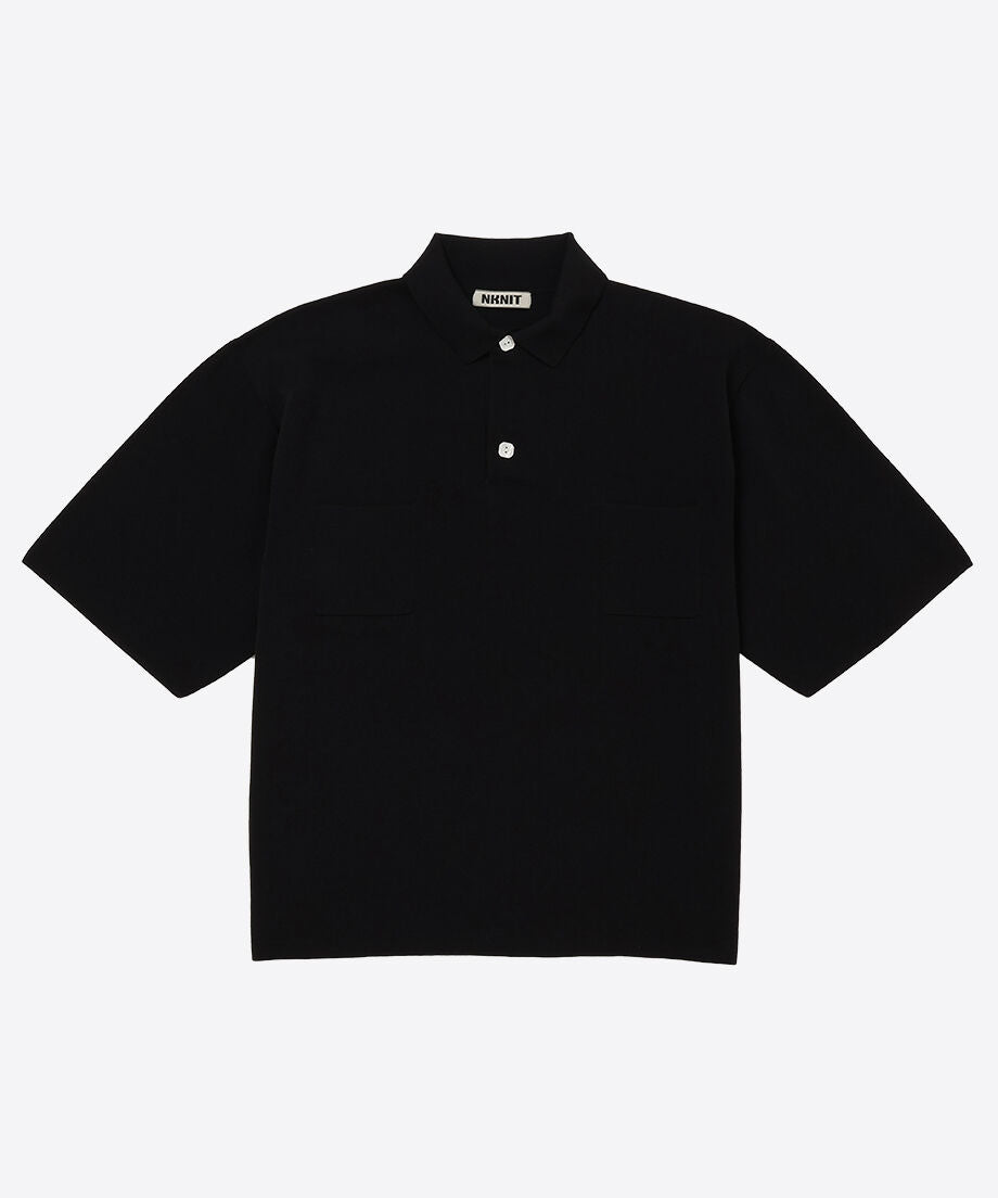 high gauge cotton mix knit polo shirt_2