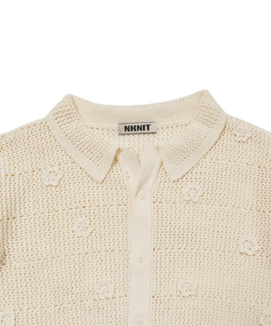 flower motif KNIT shirt_11