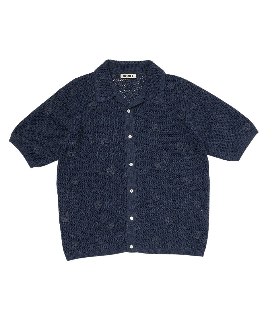 flower motif KNIT shirt_9