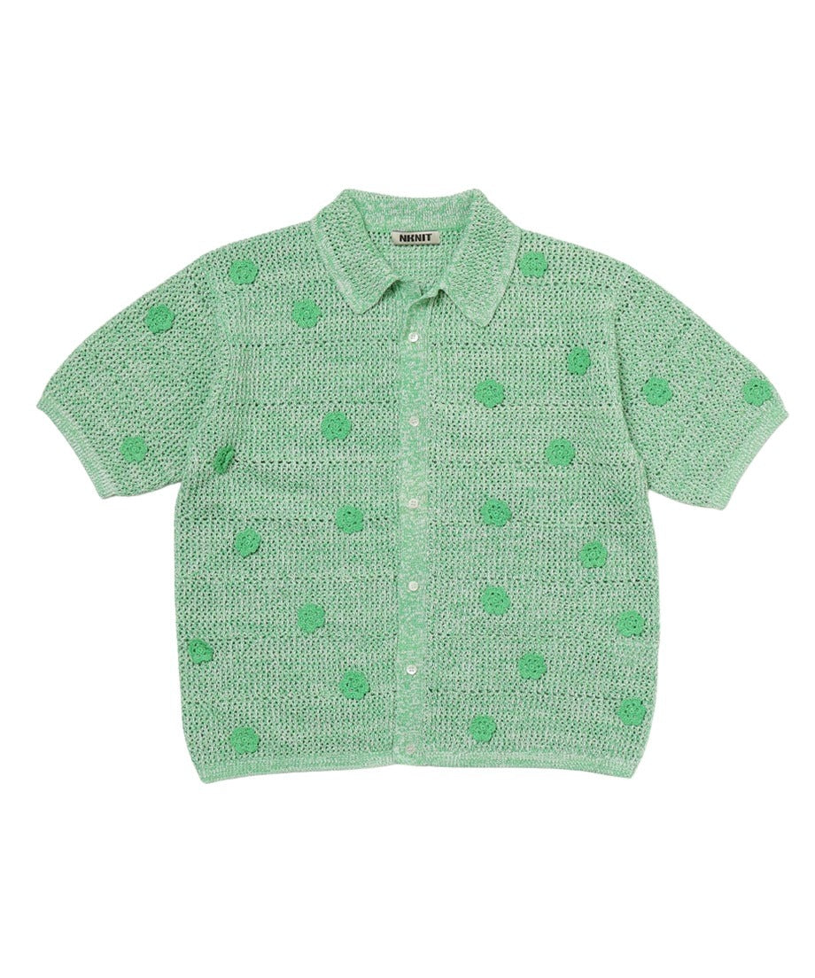 flower motif KNIT shirt_7