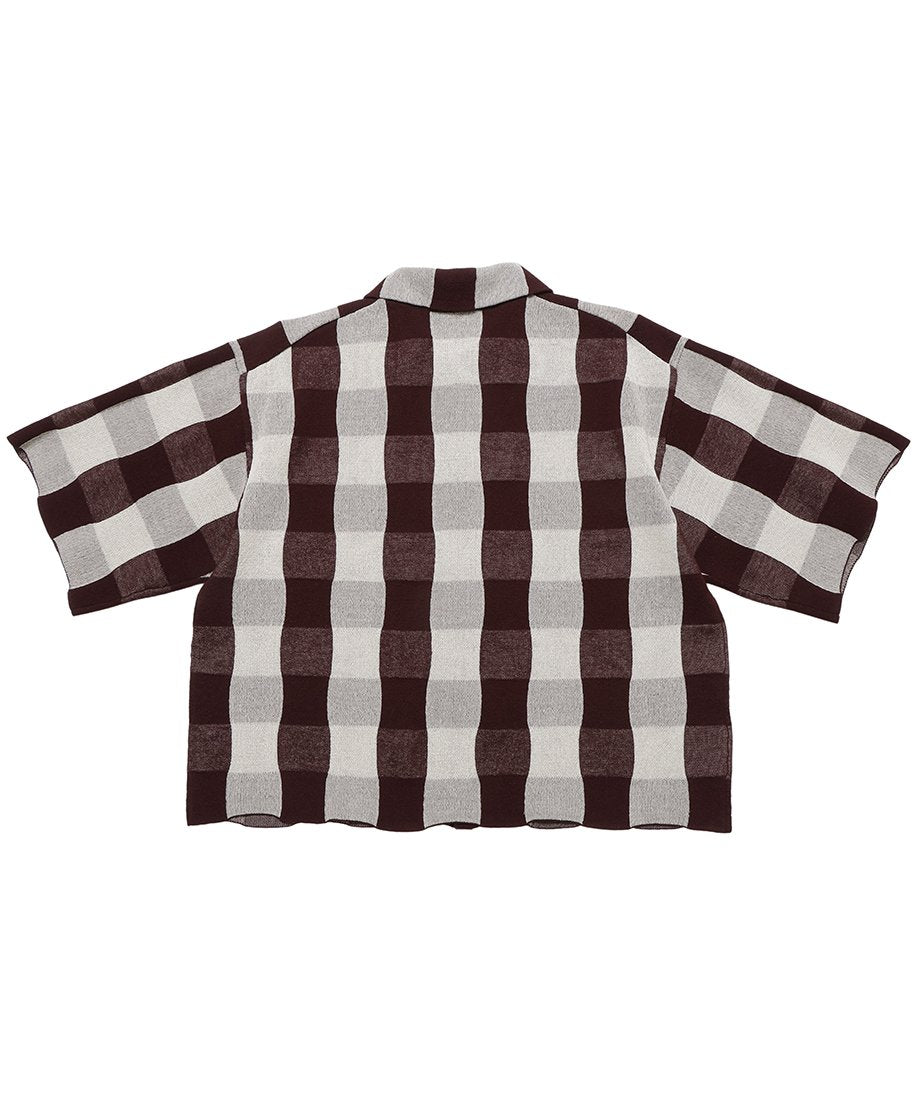 checker pattern KNIT shirt_14